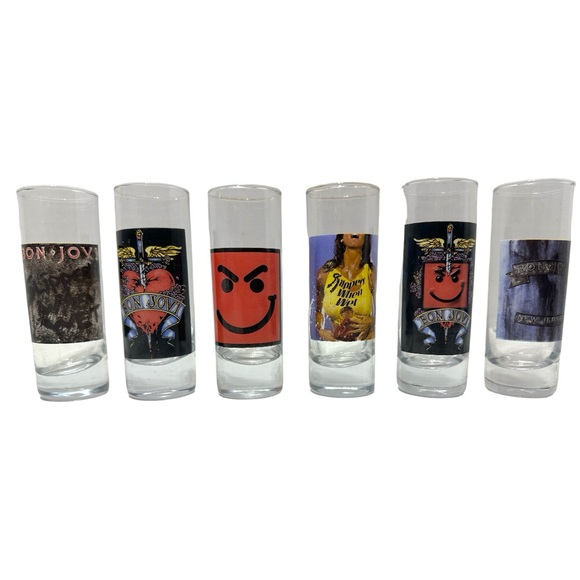Bon Jovi Rare Set 6 Two Ounce Collector 2006 Shooter Glasses by Bravado in Box - Picture 1 of 9